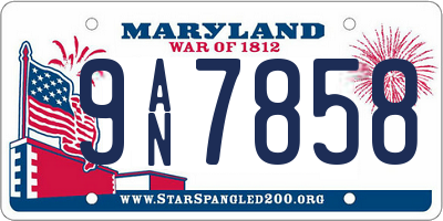 MD license plate 9AN7858
