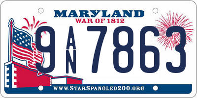 MD license plate 9AN7863