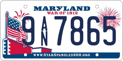 MD license plate 9AN7865