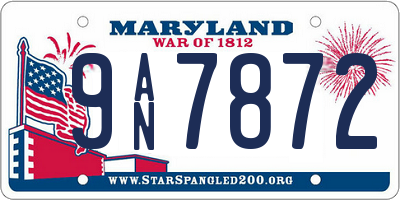 MD license plate 9AN7872