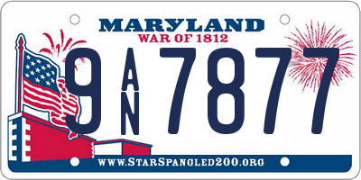 MD license plate 9AN7877