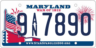 MD license plate 9AN7890