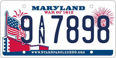 MD license plate 9AN7898