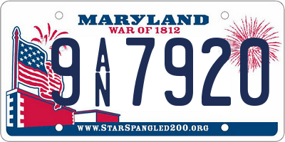 MD license plate 9AN7920