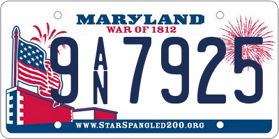MD license plate 9AN7925