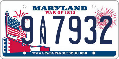 MD license plate 9AN7932
