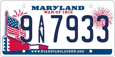 MD license plate 9AN7933