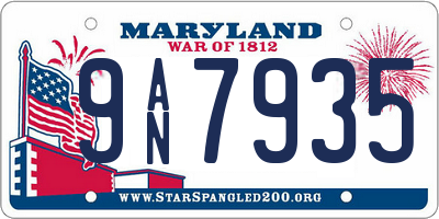 MD license plate 9AN7935