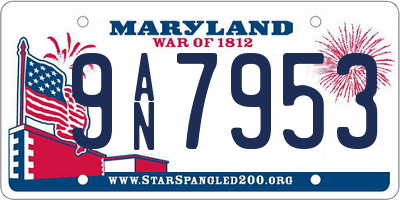 MD license plate 9AN7953