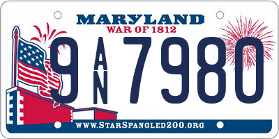 MD license plate 9AN7980