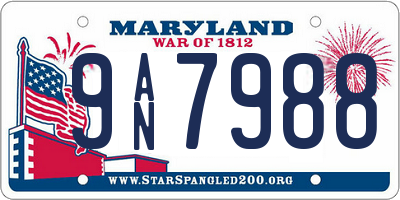 MD license plate 9AN7988