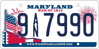 MD license plate 9AN7990