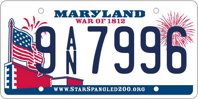 MD license plate 9AN7996