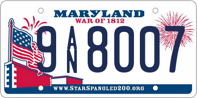 MD license plate 9AN8007