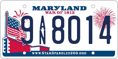 MD license plate 9AN8014