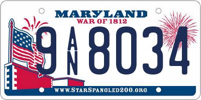 MD license plate 9AN8034