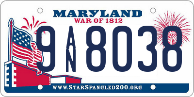 MD license plate 9AN8038