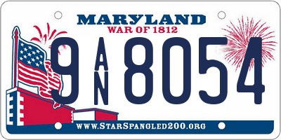 MD license plate 9AN8054