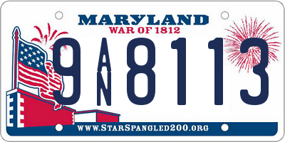 MD license plate 9AN8113
