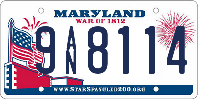 MD license plate 9AN8114