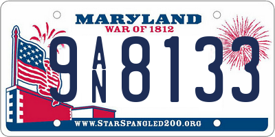 MD license plate 9AN8133