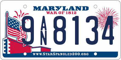 MD license plate 9AN8134