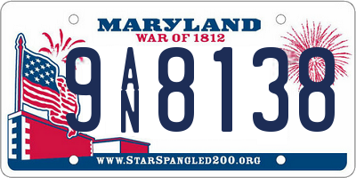 MD license plate 9AN8138