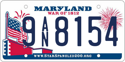 MD license plate 9AN8154
