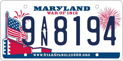 MD license plate 9AN8194