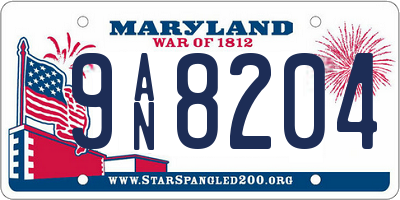 MD license plate 9AN8204