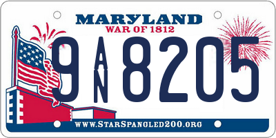 MD license plate 9AN8205