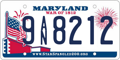 MD license plate 9AN8212