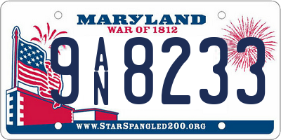 MD license plate 9AN8233