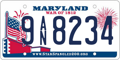 MD license plate 9AN8234