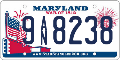 MD license plate 9AN8238
