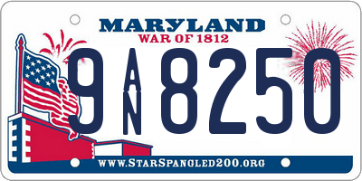 MD license plate 9AN8250