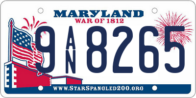 MD license plate 9AN8265