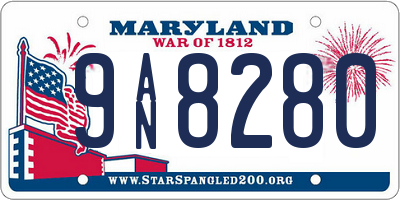 MD license plate 9AN8280