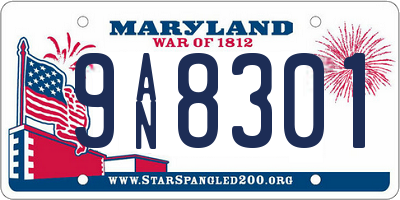 MD license plate 9AN8301
