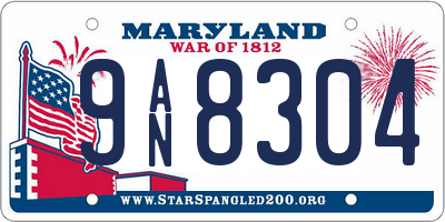MD license plate 9AN8304
