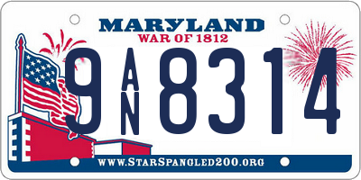 MD license plate 9AN8314