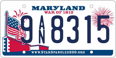 MD license plate 9AN8315