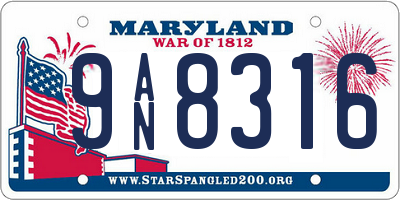MD license plate 9AN8316