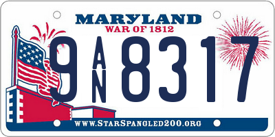 MD license plate 9AN8317