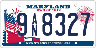 MD license plate 9AN8327