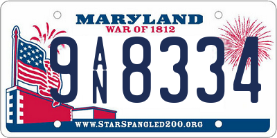 MD license plate 9AN8334