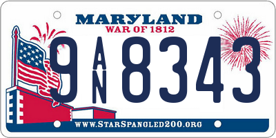 MD license plate 9AN8343
