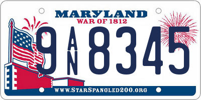 MD license plate 9AN8345
