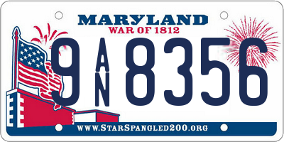 MD license plate 9AN8356