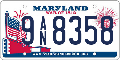 MD license plate 9AN8358